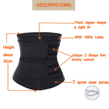 Load image into Gallery viewer, 7 Steel Boned Zipper Front plus size slimming belt women Latex Waist Trainer