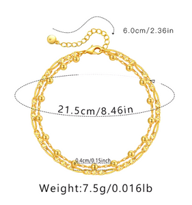 Gold Plated Double Layer Copper Anklets For Women