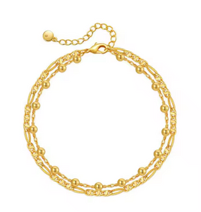 Gold Plated Double Layer Copper Anklets For Women