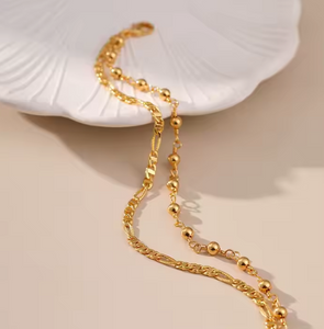 Gold Plated Double Layer Copper Anklets For Women