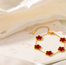 Load image into Gallery viewer, Five Leaf Clover Necklace Bracelet Earrings 18K Gold Plated Jewelry Set
