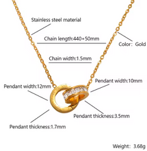 Load image into Gallery viewer, Stainless Steel Gold Roman Numerals Double Circle Initial Necklace
