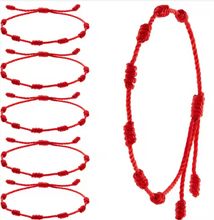 Load image into Gallery viewer, 7 Knot Red Bracelet
