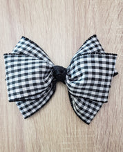 Load image into Gallery viewer, Black and White Checker Hair Bow for Kids
