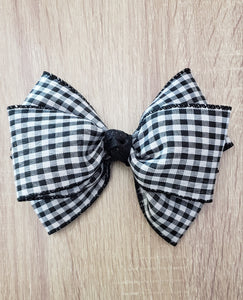 Black and White Checker Hair Bow for Kids