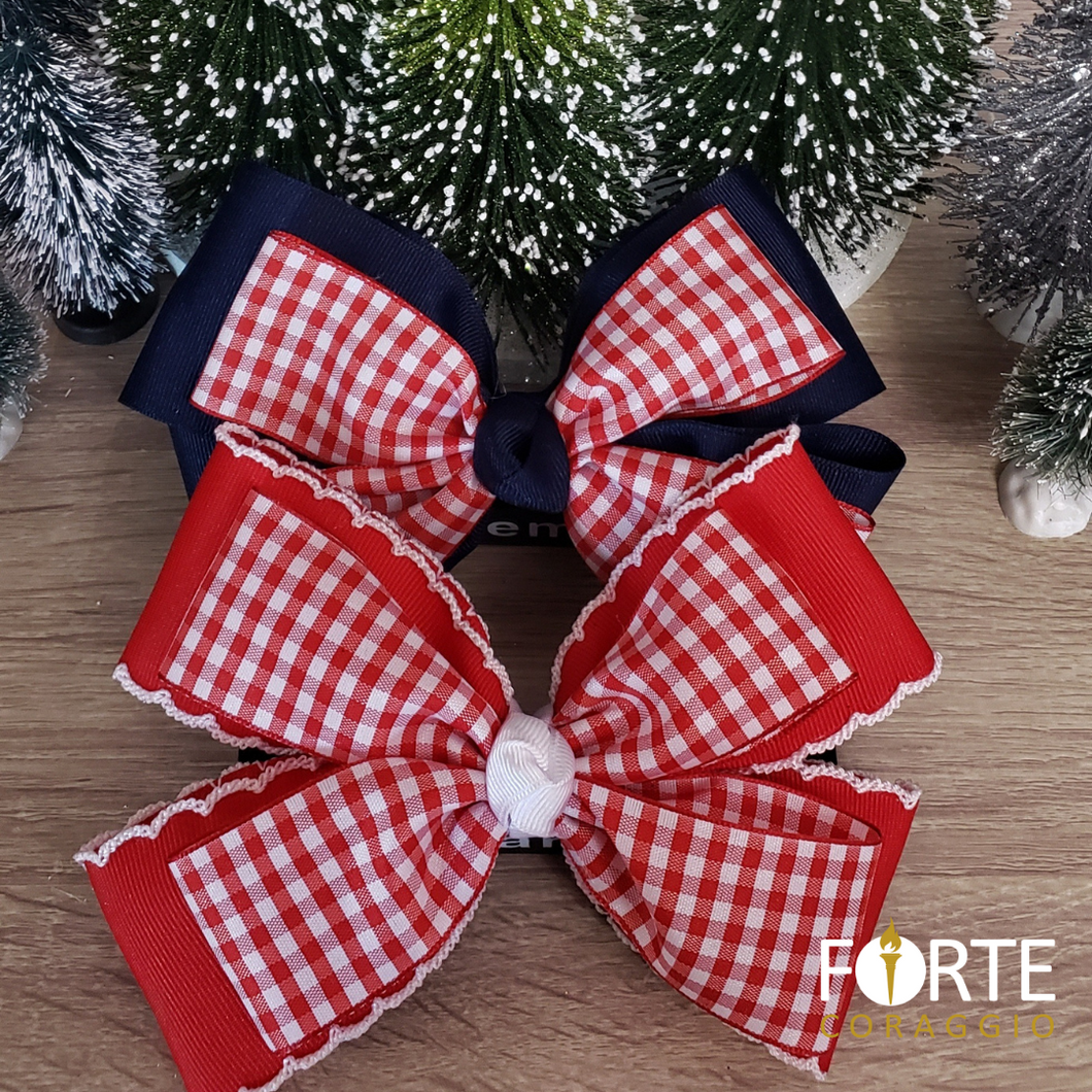 Red Checker Pattern Hair Bows (Sold Individually)